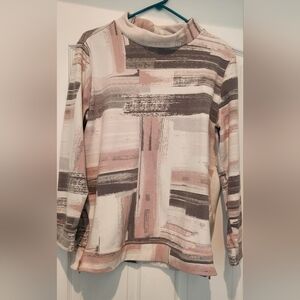 Chico's Weekender's Pink and Cream Abstract Sweatshirt
